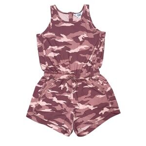 ATHLETA Girl On The Go Romper Pink Camo Sleeveless Athletic Girls Size 7 Small